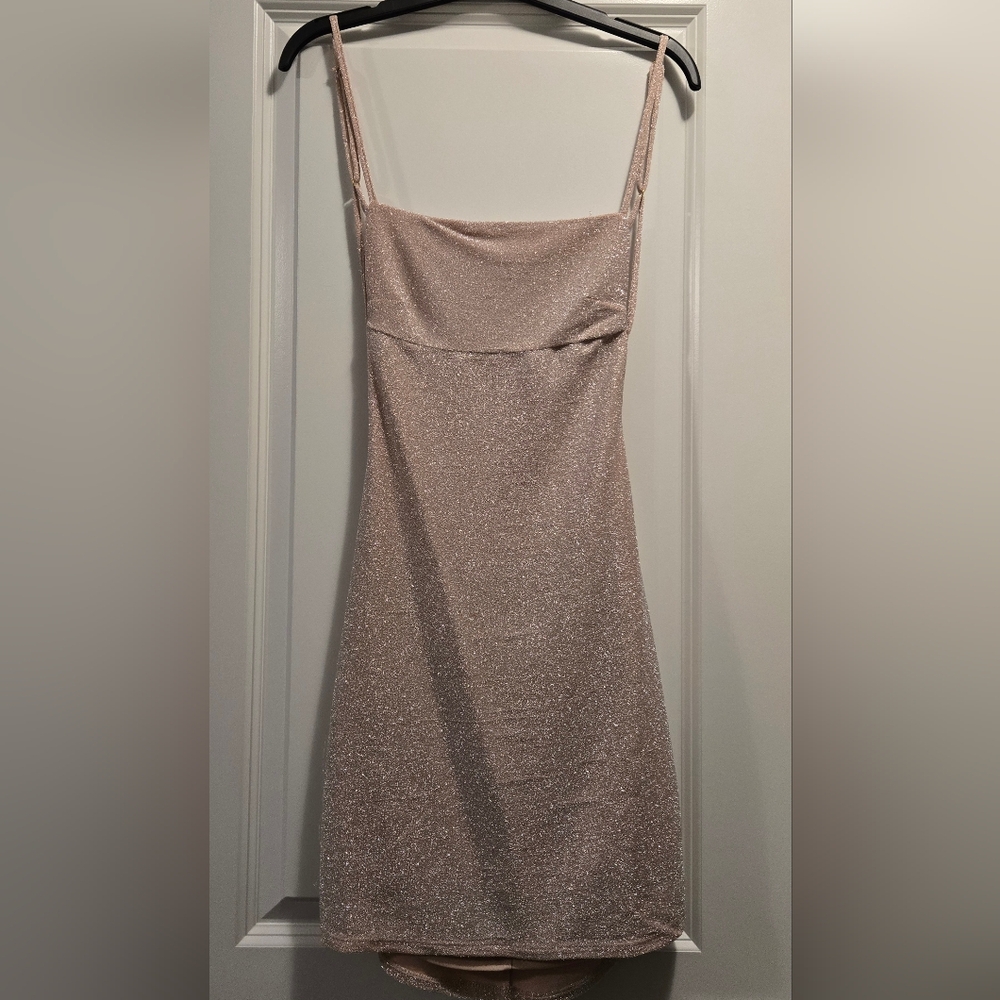 Fashion Nova Sparkling Backless Mini Dress in Light Pink. Size XS.